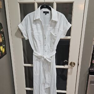 Lulu's Elegant Cream Blouse Button Down Dress SiZe Small100 Percent Cotton